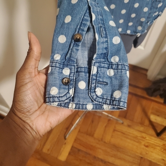 BDG Polka Dot Denim Button Down Shirt Blue and White Size S - Picture 7 of 9